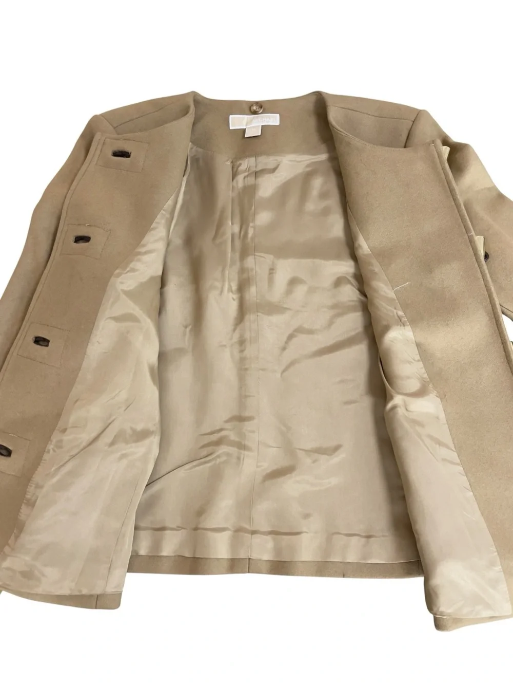 Michael Kors Brown Collarless Jacket Wool Blend Blazer with Zip‎ Pockets 12